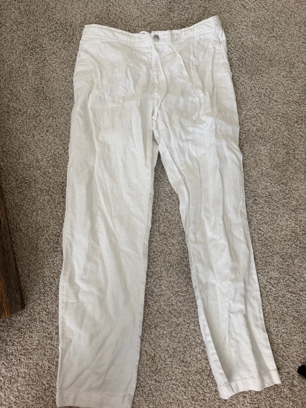 Marc Anthony Off-White Linen-Blend Chinos